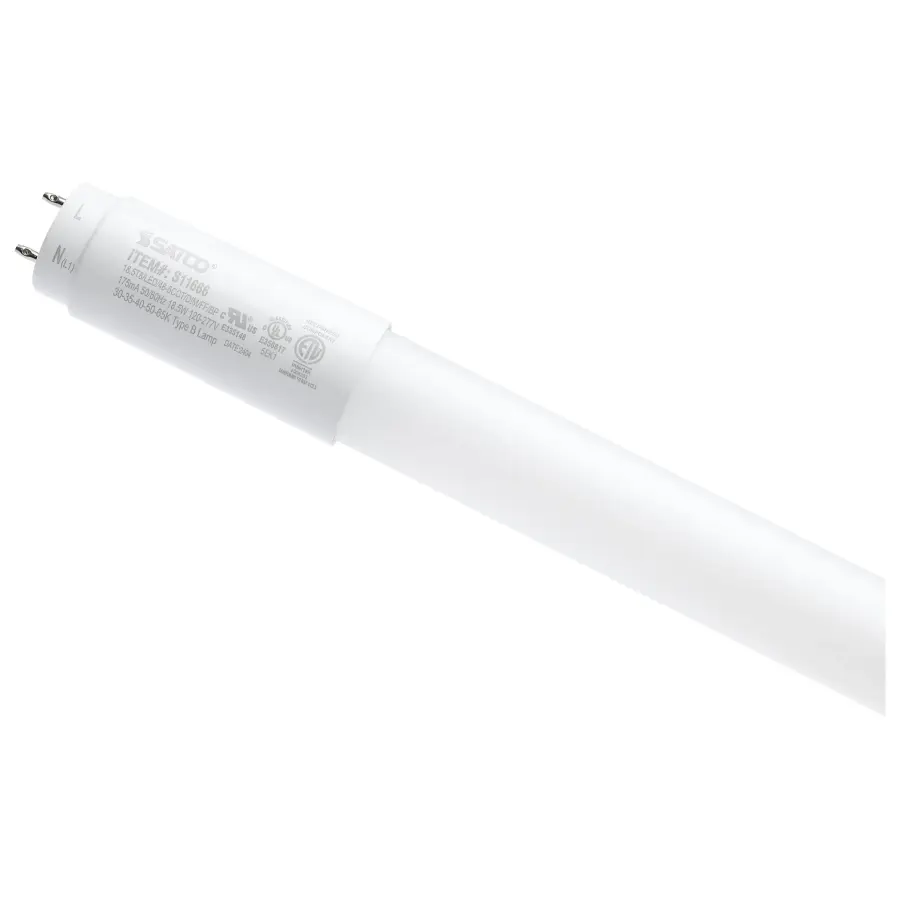 18.5 Watt T8 LED - 48 Inch - 30K/35K/40K/50K/65K CCT Selectable - Low Optical Flicker (less than 5%) - Medium Bi Pin Base - Type B Ballast Bypass - 120-277 Volt - Frost Finish - Image 1