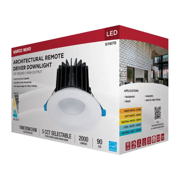 16/20/24 Watt LED Remote Driver Downlight - 27K/30K/35K/40K/50K CCT - Field Selectable - Round - White Finish - Dual Dimming - 120-277 Volt - Image 14