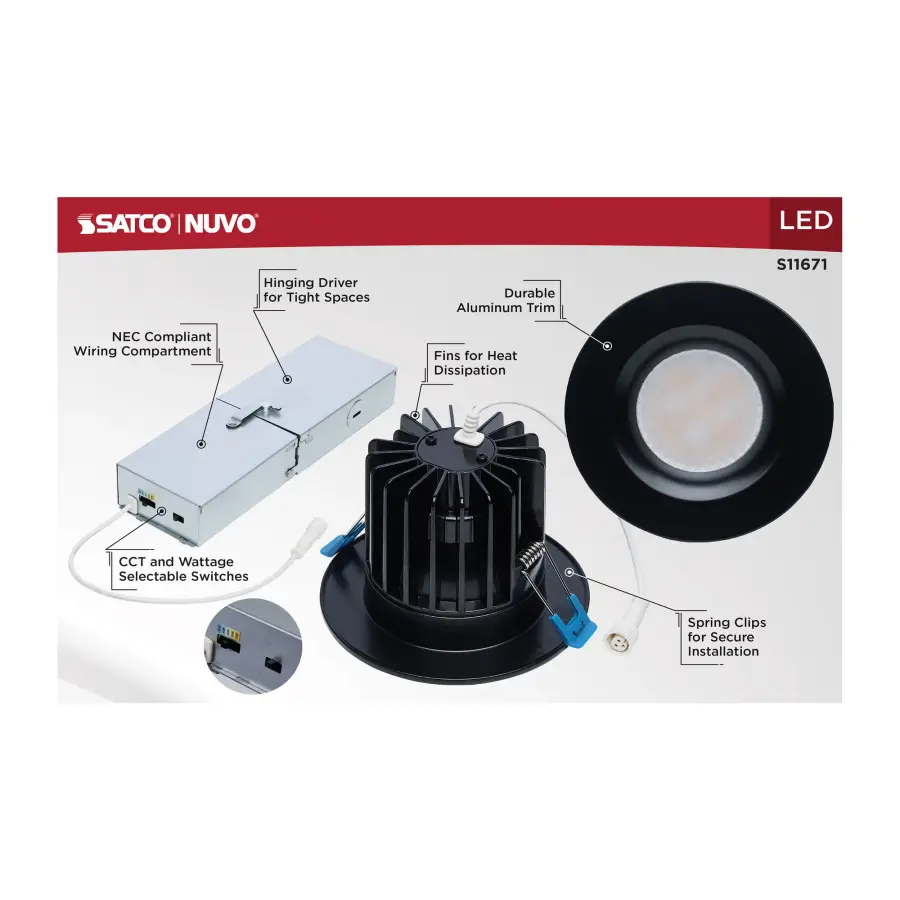 16/20/24 Watt LED Remote Driver Downlight - 27K/30K/35K/40K/50K CCT - Field Selectable - Round - Black Finish - Dual Dimming - 120-277 Volt - Image 11