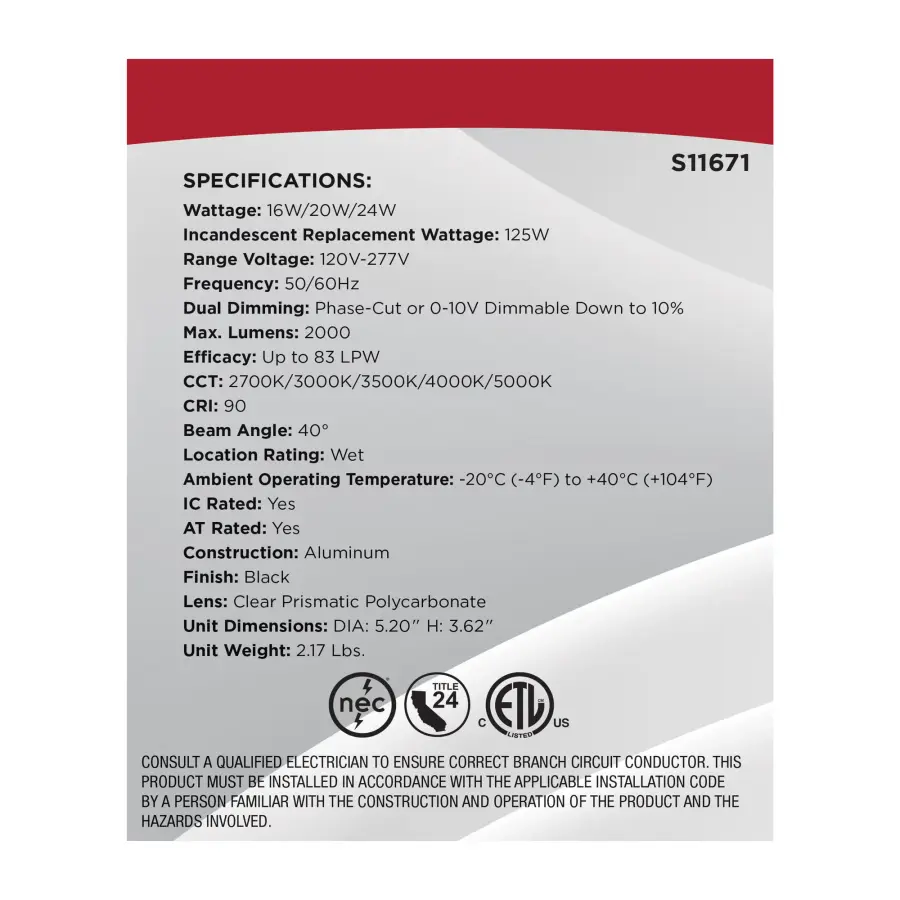16/20/24 Watt LED Remote Driver Downlight - 27K/30K/35K/40K/50K CCT - Field Selectable - Round - Black Finish - Dual Dimming - 120-277 Volt - Image 13