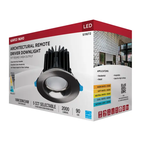 16/20/24 Watt LED Remote Driver Downlight - 27K/30K/35K/40K/50K CCT - Field Selectable - Round - Brushed Nickel Finish - Dual Dimming - 120-277 Volt - Image 14