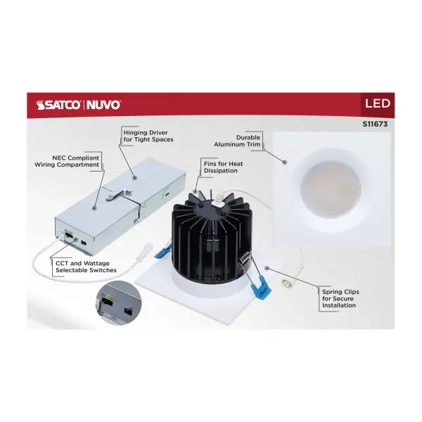 16/20/24 Watt LED Remote Driver Downlight - 27K/30K/35K/40K/50K CCT - Field Selectable - Square - White Finish - Dual Dimming - 120-277 Volt - Image 11