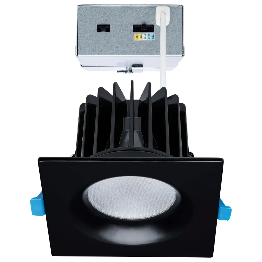 16/20/24 Watt LED Remote Driver Downlight - 27K/30K/35K/40K/50K CCT - Field Selectable - Square - Black Finish - Dual Dimming - 120-277 Volt - Image 1