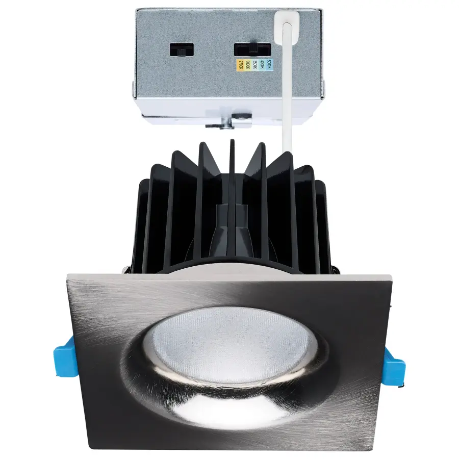 16/20/24 Watt LED Remote Driver Downlight - 27K/30K/35K/40K/50K CCT - Field Selectable - Square - Brushed Nickel Finish - Dual Dimming - 120-277 Volt - Image 1