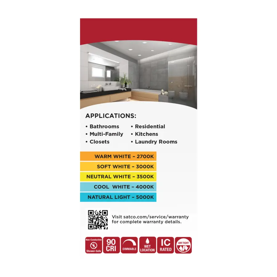 8 Watt LED Direct Wire Performer Series Downlight - Remote Driver - 4 Inch - 27K/3K/35K/4K/5K CCT Selectable - Round - Flat Face - White Finish - Image 12