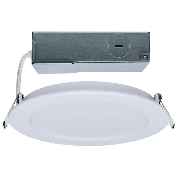 SATCO NUVO's Performer Series LED Slimfit Downlights deliver versatile, high-performance lighting in a sleek, low-profile design. Available in 4-inch and 6-inch round sizes, in both black and white finishes, these downlights feature a flat lens design, adjustable spring clips, and an innovative remote driver J-box for easy installation. The non-conductive dead front trim ensures safe operation in wet environments, making them ideal for showers, bathrooms, and other damp areas. They are also NEC compliant for closet installations, ensuring safe and reliable performance in smaller spaces. With IC and Airtight ratings, 5 CCT selectable color options, a 90 CRI for vibrant illumination, and a 50,000-hour lifespan backed by a 5-year warranty, these downlights provide safe, efficient, and adaptable lighting for any space.
