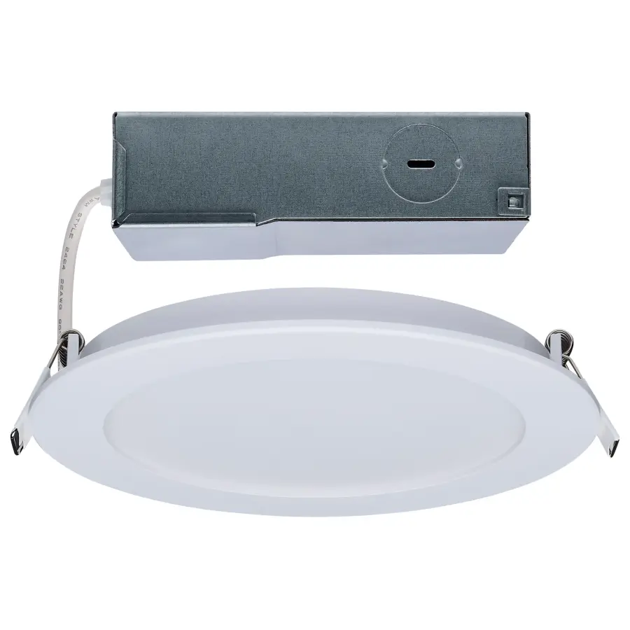11 Watt LED Direct Wire Performer Series Downlight - Remote Driver - 6 Inch - 27K/3K/35K/4K/5K CCT Selectable - Round - Flat Face - White Finish - Image 1