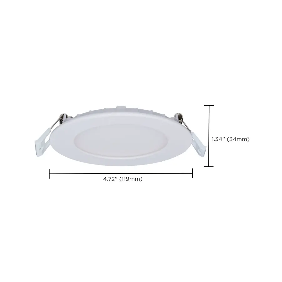 8/12 Watt LED Direct Wire Downlight - 27K/3K/35K/4K/5K CCT - Remote Driver - 4 Inch - Round - Flat Face - White Finish - 120-277 Volt - Dual Dimming - Image 10