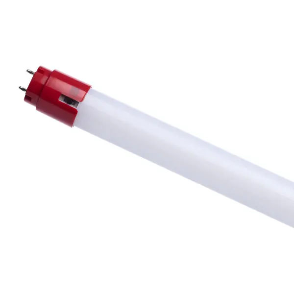 SATCO NUVO's LED T8 Lamps with Emergency Battery Backup are UL924 listed for use in emergency lighting applications. Custom lamp holders and set screws lock the lamp in place for a secure installation, and lamps feature red endcaps so they can be easily identified when inspected and maintained. The test button allows for easy testing of the battery so that you can be confident in the lamp's performance in the event of a power failure.