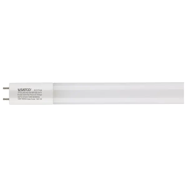 SATCO NUVO's new generation of Type B ballast bypass lamps, designed to replace T8 or T12 medium bi-pin fluorescent lamps, are available in 4 foot lengths in a variety of wattages and lumens. These lamps are engineered for double-ended wiring and will not light unless the ballast is bypassed. Commercial venues, schools, hospitality, health care facilities - virtually any large scale lighting application - will benefit from immediate energy savings and less maintenance. With 347V, these lamps are for use in Canada.