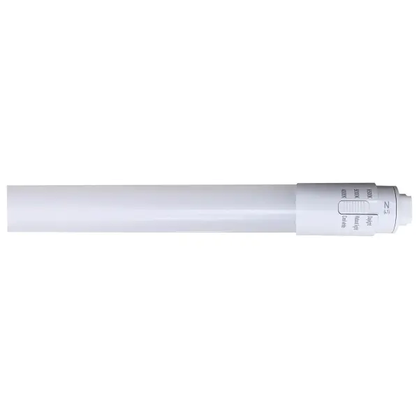 SATCO NUVO's LED T8 lamps with Fa8 or R17d bases are some of our most versatile lamps. Featuring ColorQuick selectable color technology, these lamps allow for easy selection of 4000K/5000K/6500K color temperatures at installation. The P.E.T. coated lamp provides shatterproof protection to ensure safe illumination anywhere including food service applications. - alternate view
