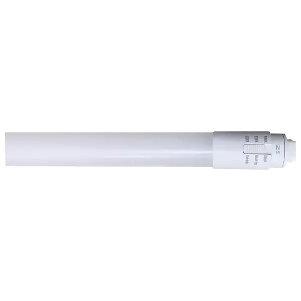 SATCO NUVO's LED T8 lamps with Fa8 or R17d bases are some of our most versatile lamps. Featuring ColorQuick selectable color technology, these lamps allow for easy selection of 4000K/5000K/6500K color temperatures at installation. The P.E.T. coated lamp provides shatterproof protection to ensure safe illumination anywhere including food service applications. - alternate view
