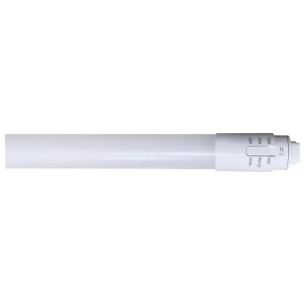 SATCO NUVO's LED T8 lamps with Fa8 or R17d bases are some of our most versatile lamps. Featuring ColorQuick selectable color technology, these lamps allow for easy selection of 4000K/5000K/6500K color temperatures at installation. The P.E.T. coated lamp provides shatterproof protection to ensure safe illumination anywhere including food service applications. - alternate view