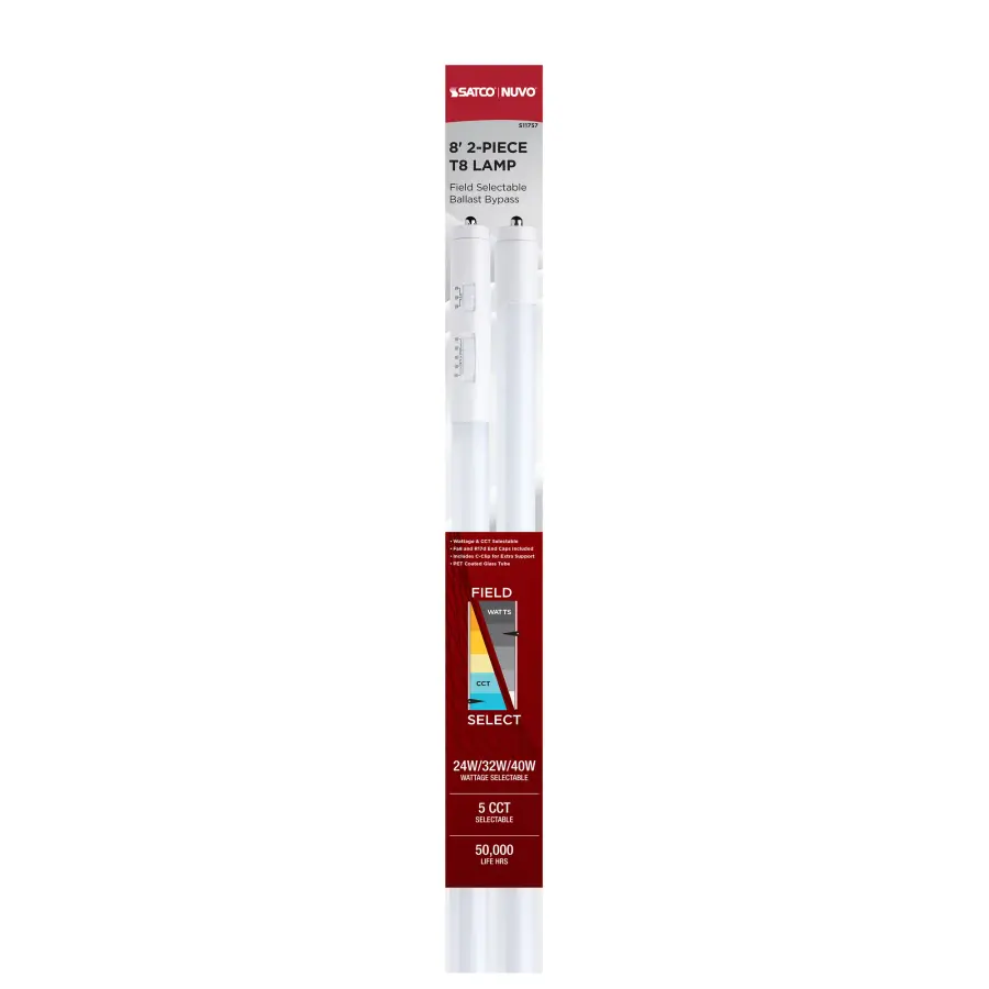 24/32/40 Wattage Selectable - 30/35/40/50/65K CCT Selectable - 8 Foot LED - Fa8 Base - 120-277 Volt - 2-pc - Image 21