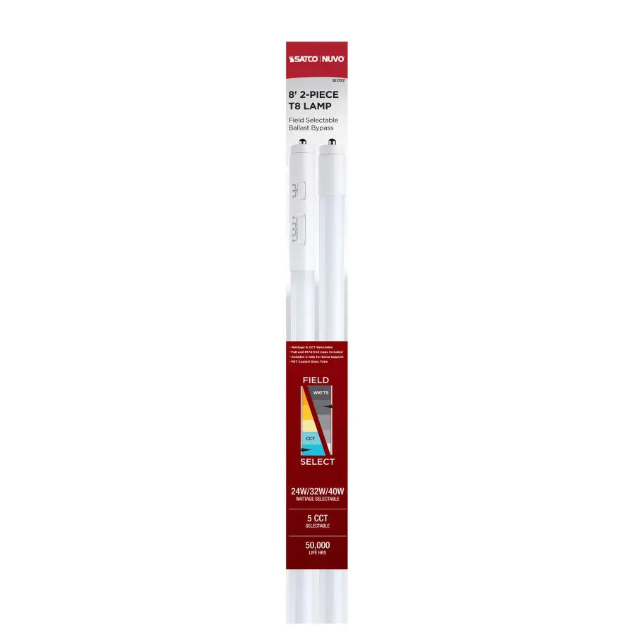 24/32/40 Wattage Selectable - 30/35/40/50/65K CCT Selectable - 8 Foot LED - Fa8 Base - 120-277 Volt - 2-pc - Image 22