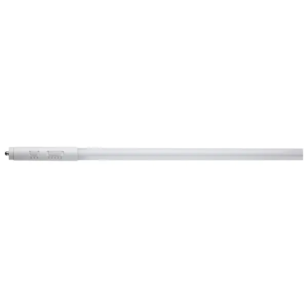 SATCO NUVO's T8 8' ballast bypass lamp is field selectable, offering three wattage options and five CCT options in one convenient unit. Built for use in Fa8 lamp holders, it also comes with R17d adapter caps, making it versatile for use in a variety of shunted and non-shunted lamp holders. Suitable for virtually any open or enclosed fixture, these lamps are PET coated, NSF rated and rated for use in damp locations.