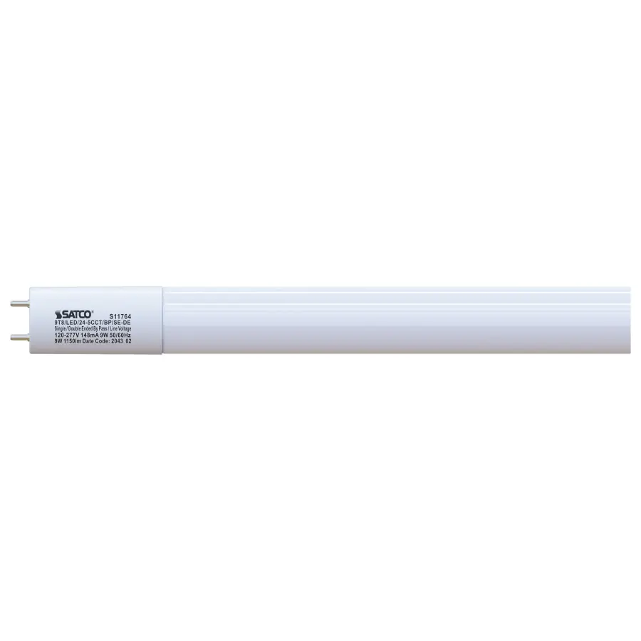 9 Watt - 2 Foot LED - T8 - CCT Selectable - Type B Ballast Bypass - G13 Base - 120-277 Volt - Image 1