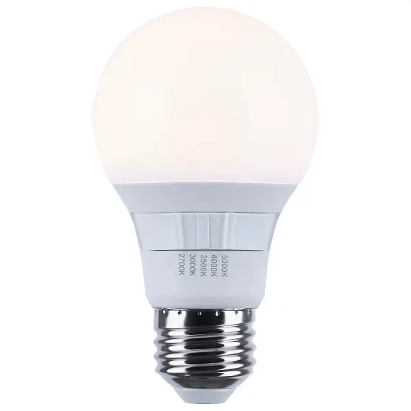Elevate your everyday lighting with SATCO NUVO's LED A19 bulbs-designed for flexibility, clarity, and dependable performance. With 5 CCT selectable options from a cozy 2700K to a vibrant 5000K, you can tailor the ambiance to suit any environment. A high 90 CRI ensures rich, accurate color, while the damp location and enclosed fixture ratings make them ideal for a variety of places including residential, commercial, and retail use. Available individually or in a money-saving 4-pack, they're a bright idea for both quality and convenience. - alternate view