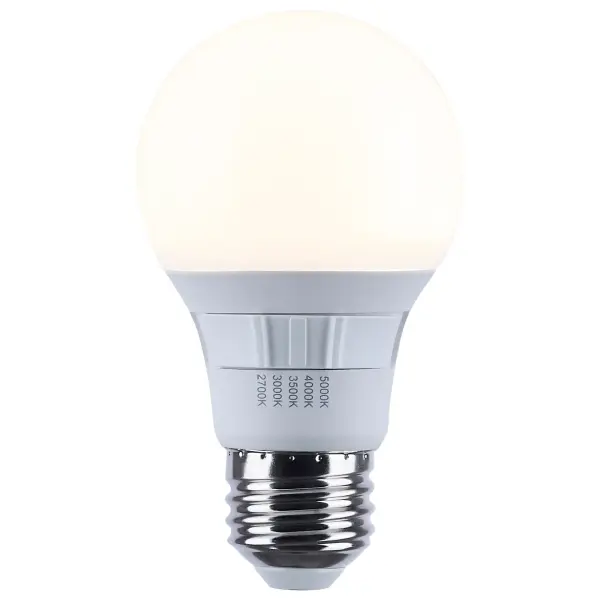 Elevate your everyday lighting with SATCO NUVO's LED A19 bulbs-designed for flexibility, clarity, and dependable performance. With 5 CCT selectable options from a cozy 2700K to a vibrant 5000K, you can tailor the ambiance to suit any environment. A high 90 CRI ensures rich, accurate color, while the damp location and enclosed fixture ratings make them ideal for a variety of places including residential, commercial, and retail use. Available individually or in a money-saving 4-pack, they're a bright idea for both quality and convenience. - alternate view