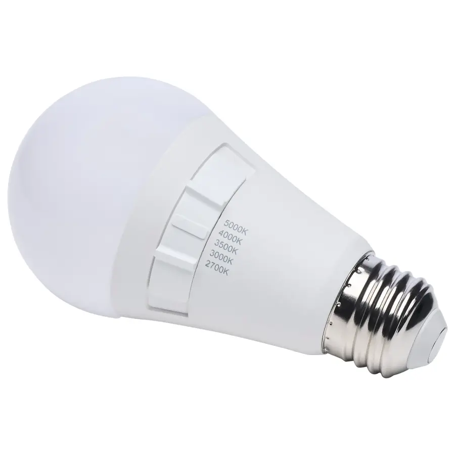 12 Watt A19 LED - 27K/3K/35K/4K/5K CCT Selectable - Medium Base - White Finish - 120 Volt - Image 4
