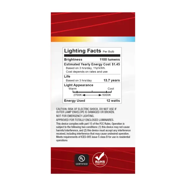12 Watt A19 LED - 27K/3K/35K/4K/5K CCT Selectable - Medium Base - White Finish - 120 Volt - Image 9