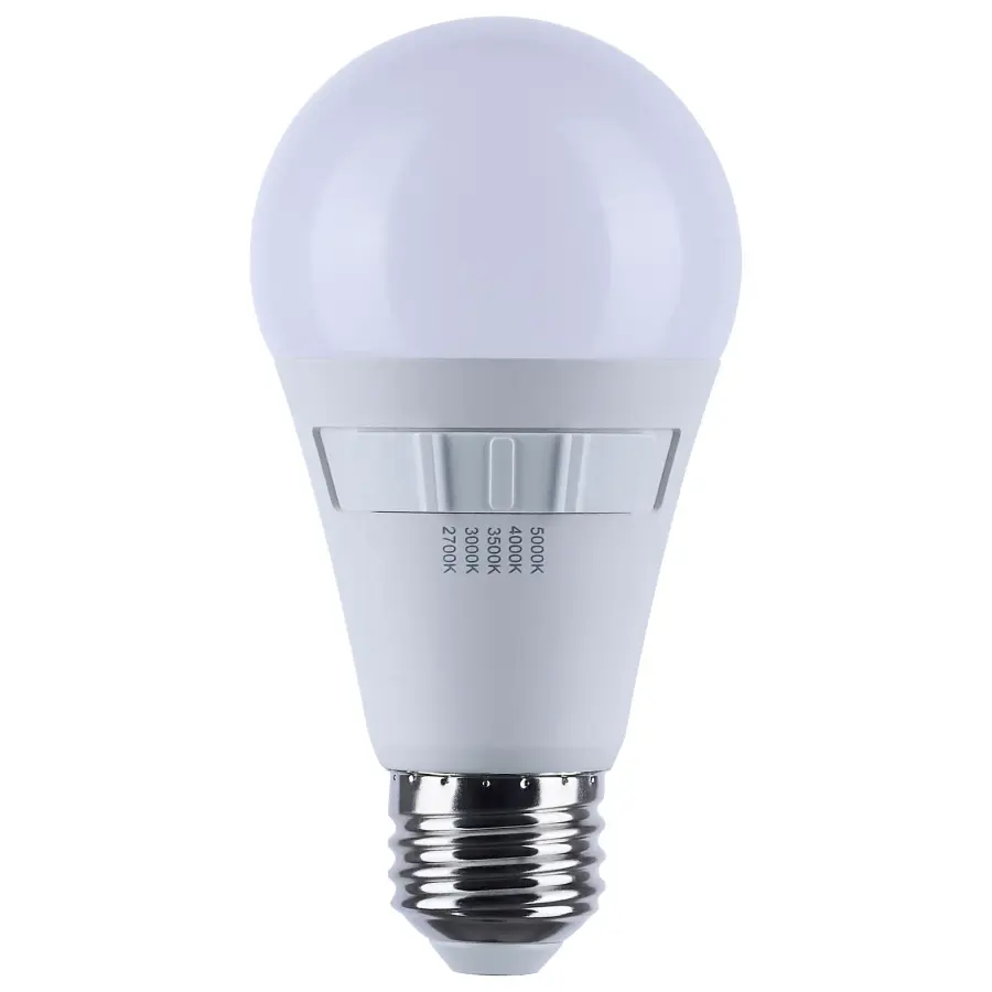 14 Watt A19 LED - 27K/3K/35K/4K/5K CCT Selectable - Medium Base - White Finish - 120 Volt - Image 1