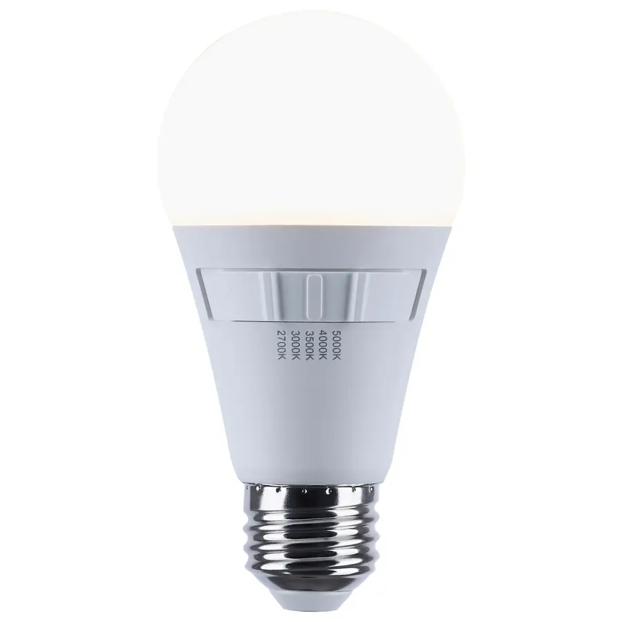 14 Watt A19 LED - 27K/3K/35K/4K/5K CCT Selectable - Medium Base - White Finish - 120 Volt - Image 2