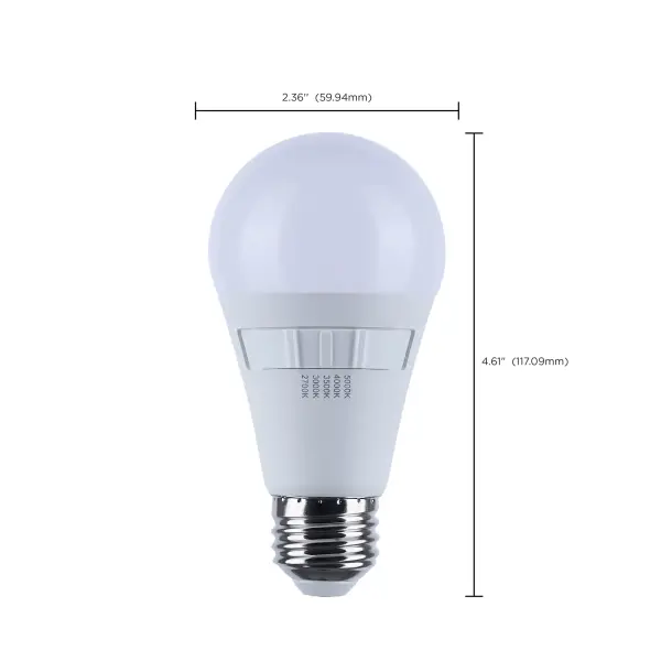 14 Watt A19 LED - 27K/3K/35K/4K/5K CCT Selectable - Medium Base - White Finish - 120 Volt - Image 12