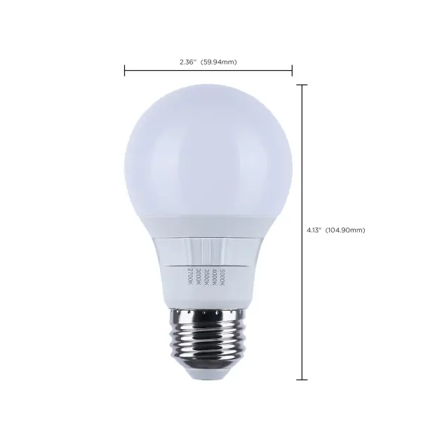 9 Watt A19 LED - 27K/3K/35K/4K/5K CCT Selectable - Medium Base - White Finish - 120 Volt - 4-Pack - Image 12