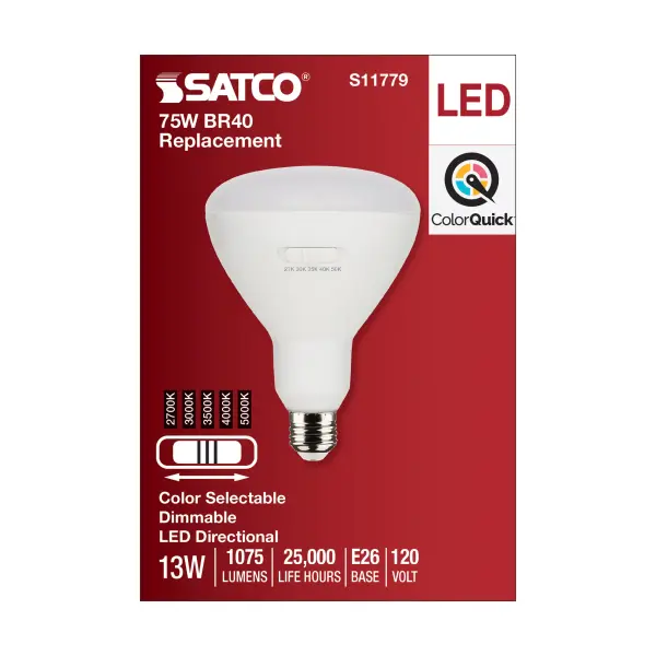 13 Watt BR40 LED - Medium Base - CCT Selectable - White Finish - 90 CRI - 120 Volt - Image 4