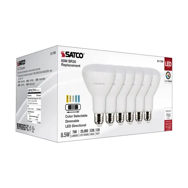 8.5 Watt BR30 LED - Medium Base - CCT Selectable - White Finish - 90 CRI - 120 Volt - 6 Pack - Image 6