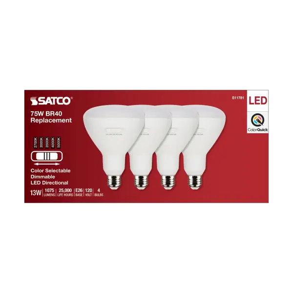 13 Watt BR40 LED - Medium Base - CCT Selectable - White Finish - 90 CRI - 120 Volt - 4 Pack - Image 4