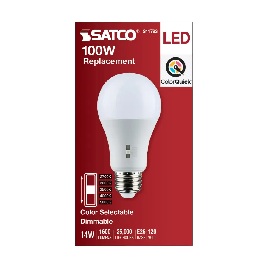 14 Watt A19 LED - Medium Base - CCT Selectable - 120 Volt - White Finish - Image 5