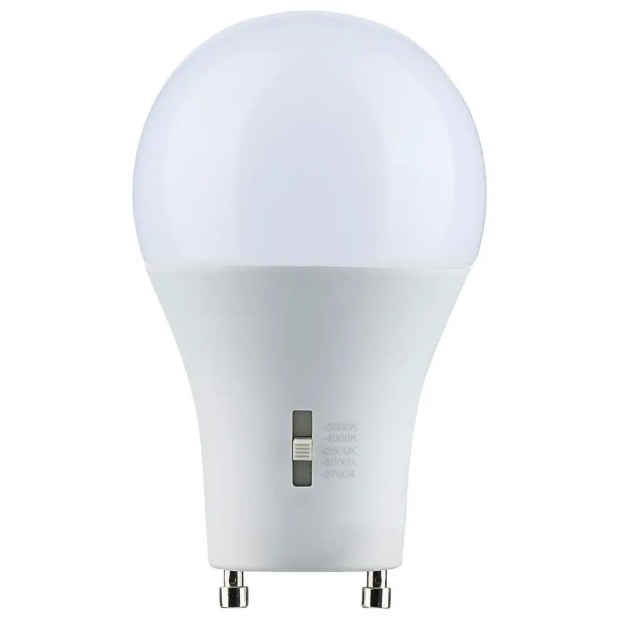 8.8 Watt A19 LED - Bi Pin GU24 Base - CCT Selectable - 120 Volt - White Finish - Image 1