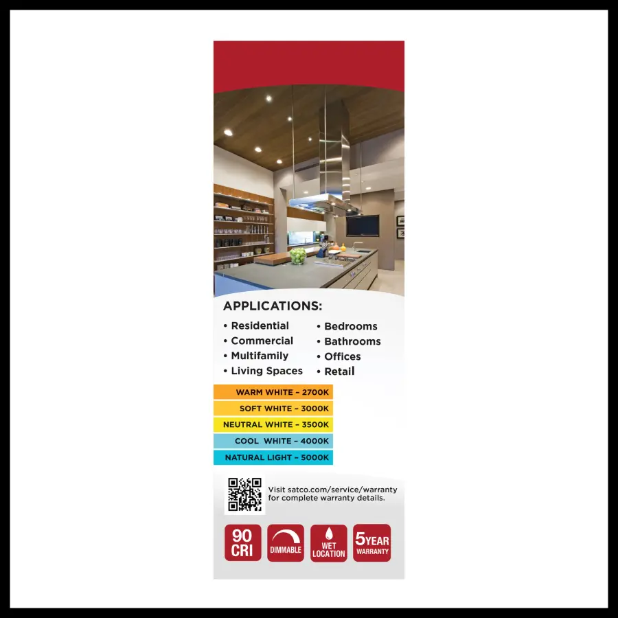 6.7 Watt LED Downlight Retrofit - 4 Inches - CCT Selectable - Round - White Finish - 120 Volt - Image 9