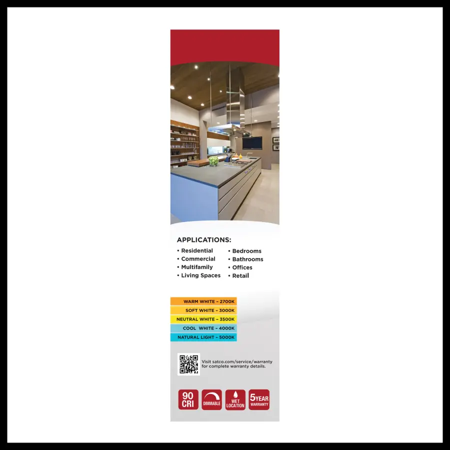 9 Watt LED Downlight Retrofit - 5-6 Inches - CCT Selectable - Round - White Finish - 120 Volt - Image 10