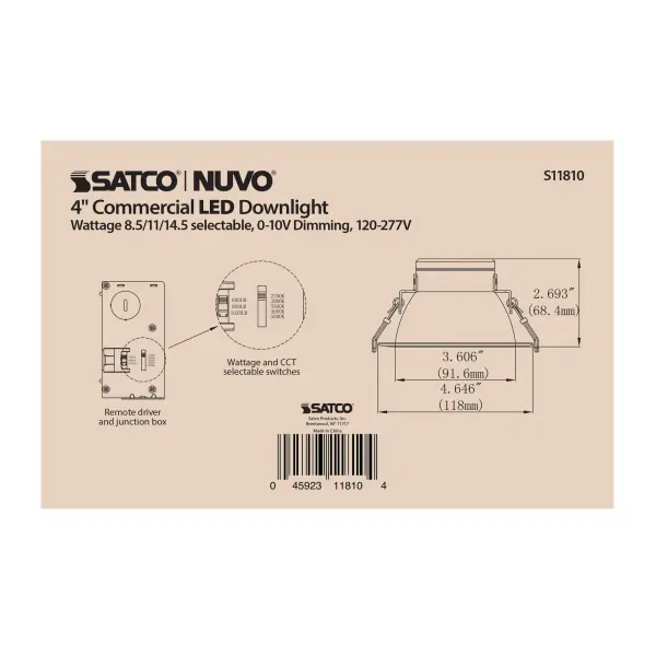14.5 Watt Commercial LED Downlight - 4 in. - Color Adjustable - Lumen Adjustable - 120-277 volt - Image 3