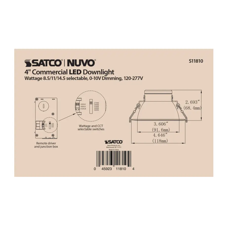14.5 Watt Commercial LED Downlight - 4 in. - Color Adjustable - Lumen Adjustable - 120-277 volt - Image 3