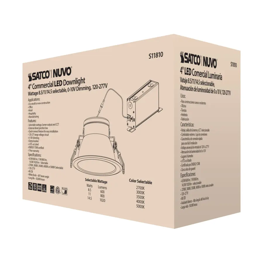 14.5 Watt Commercial LED Downlight - 4 in. - Color Adjustable - Lumen Adjustable - 120-277 volt - Image 6