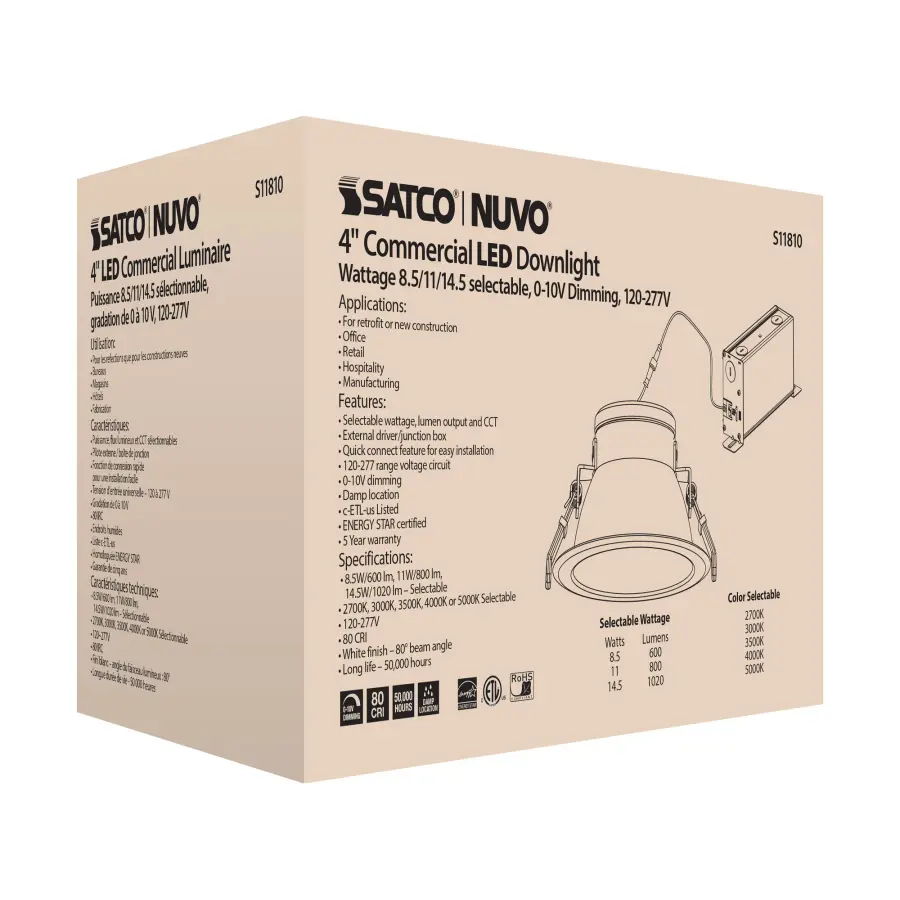 14.5 Watt Commercial LED Downlight - 4 in. - Color Adjustable - Lumen Adjustable - 120-277 volt - Image 7