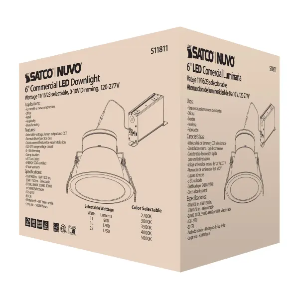 23 Watt Commercial LED Downlight - 6 in. - Color Adjustable - Lumen Adjustable - 120-277 volt - Image 15