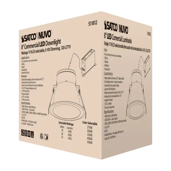 32 Watt Commercial LED Downlight - 8 in. - Color Adjustable - Lumen Adjustable - 120-277 volt - Image 6