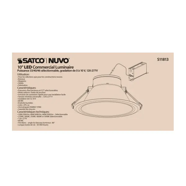 46 Watt Commercial LED Downlight - 10 in. - Color Adjustable - Lumen Adjustable - 120-277 volt - Image 7
