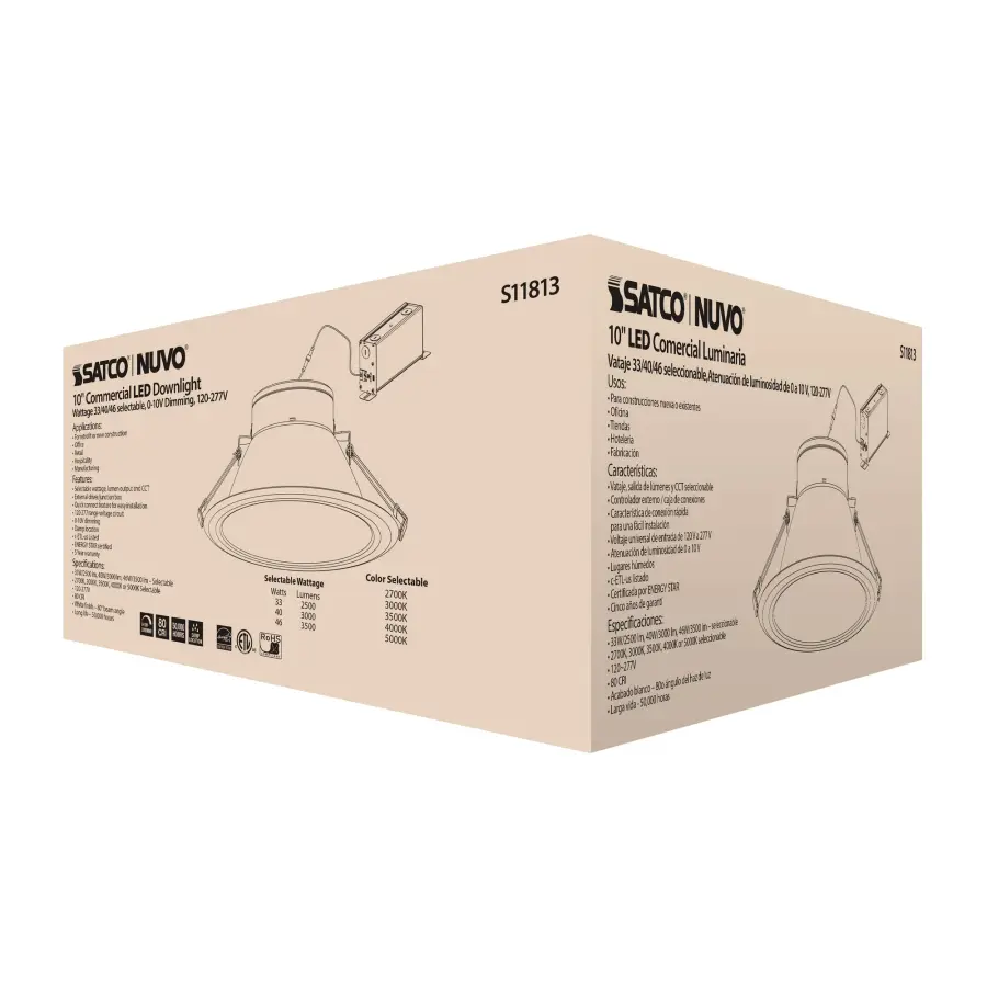 46 Watt Commercial LED Downlight - 10 in. - Color Adjustable - Lumen Adjustable - 120-277 volt - Image 8