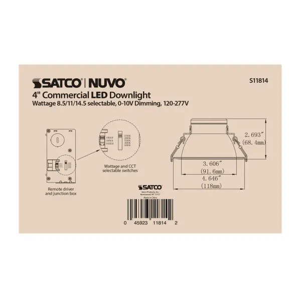 14.5 Watt Commercial LED Downlight - 4 in. - Color Adjustable - Lumen Adjustable - 120-277 volt - Image 4