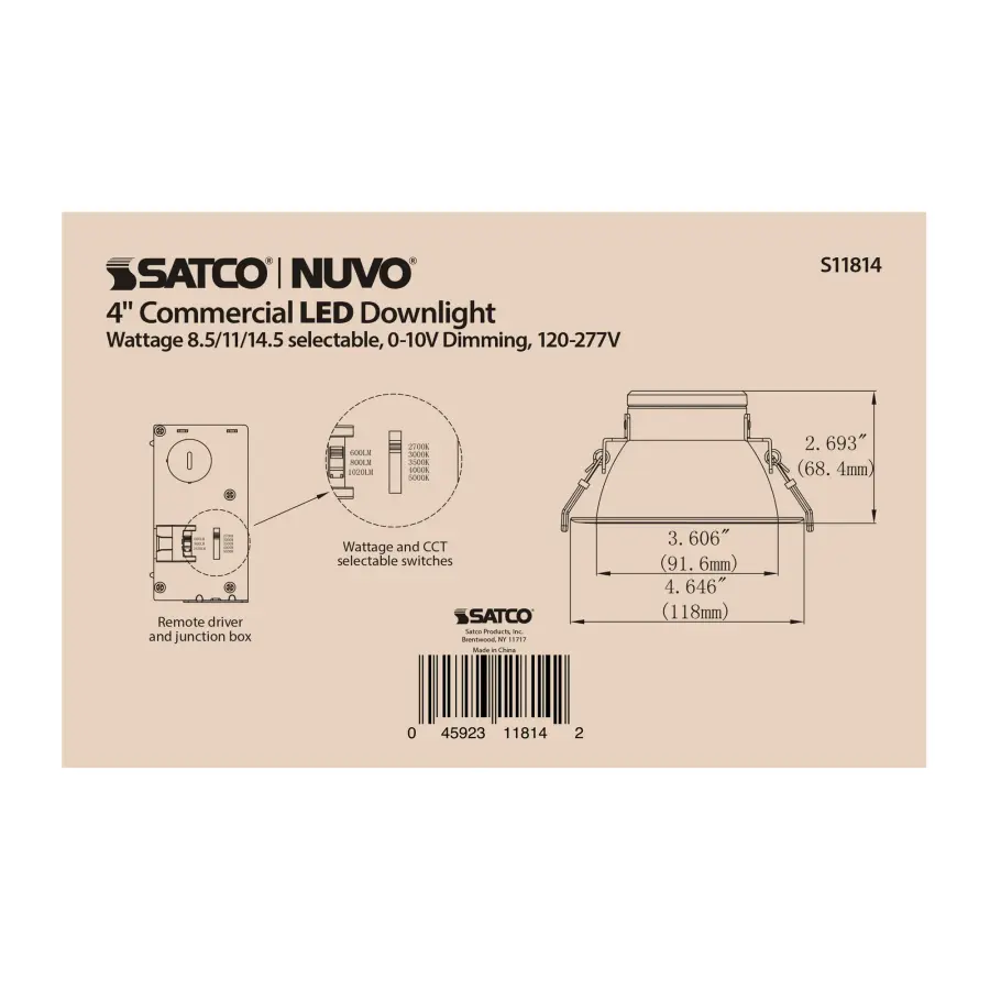14.5 Watt Commercial LED Downlight - 4 in. - Color Adjustable - Lumen Adjustable - 120-277 volt - Image 4