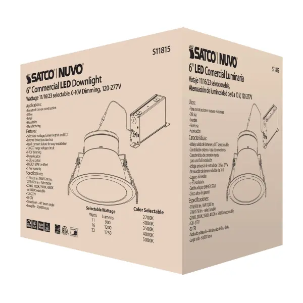 23 Watt Commercial LED Downlight - 6 in. - Color Adjustable - Lumen Adjustable - 120-277 volt - Image 12