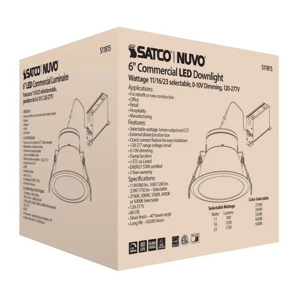 23 Watt Commercial LED Downlight - 6 in. - Color Adjustable - Lumen Adjustable - 120-277 volt - Image 13