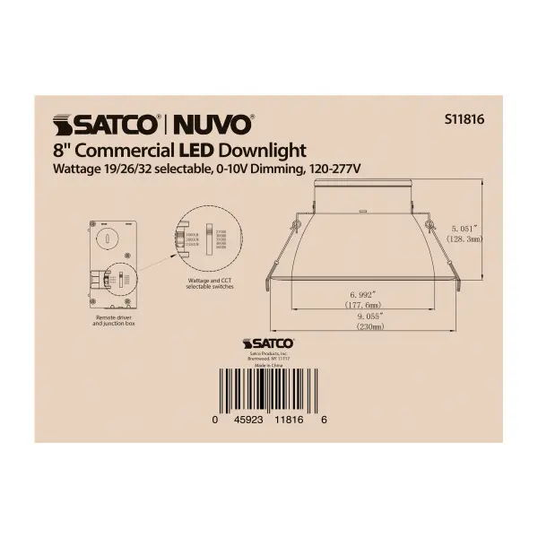 32 Watt Commercial LED Downlight - 8 in. - Color Adjustable - Lumen Adjustable - 120-277 volt - Image 4
