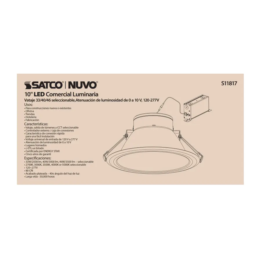 46 Watt Commercial LED Downlight - 10 in. - Color Adjustable - Lumen Adjustable - 120-277 volt - Image 5